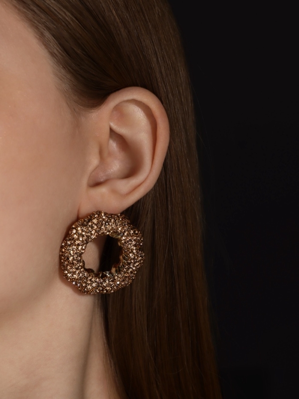 Серьги со стразами &laquo;Блеск&raquo; кольцо, цвет золото