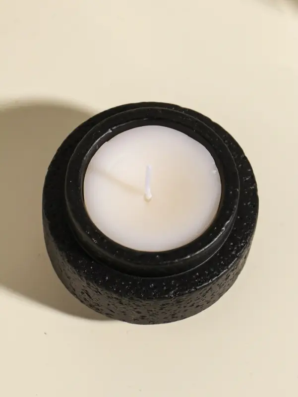 Свеча в вулканическом подсвечнике "Цилиндры" чёрная 8,1х8,1х5,4 см