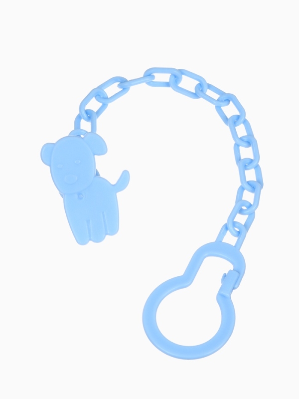 Пустышка классическая, с держателем, +0мес., цвет голубой