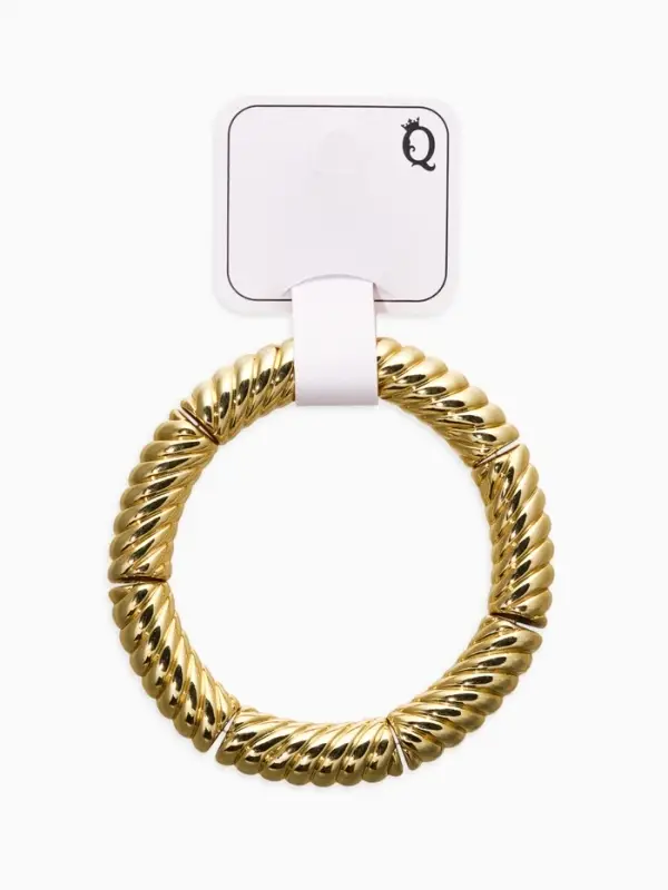 Браслет пластик на резинке "Стиль" резной, цвет золото