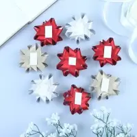 Бант - звезда №7.5, фасовка 8 шт., с блестками, МИКС