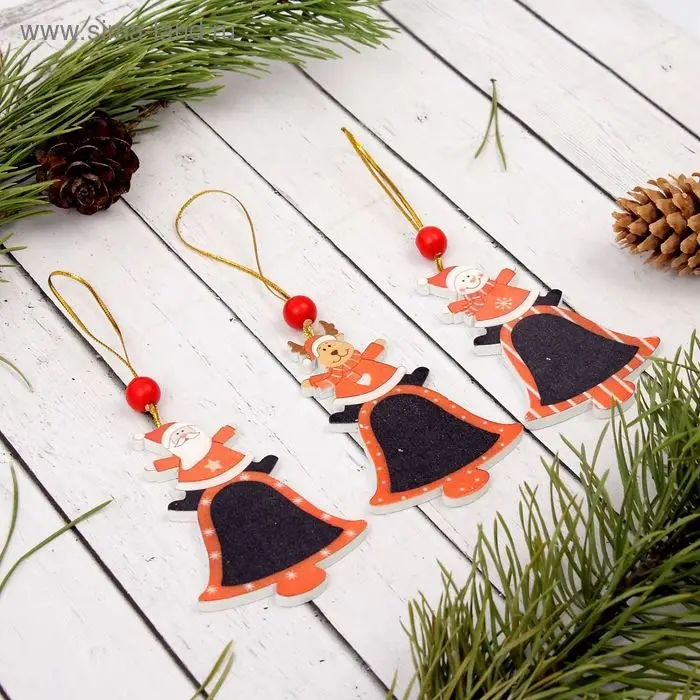 Елочная игрушка &laquo;Веселимся&raquo; с досочкой для пожеланий, под мел, МИКС