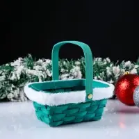 Корзина &laquo;Новогодняя&raquo;, зелёная, 15&times;12&times;7,5/25 см, шпон
