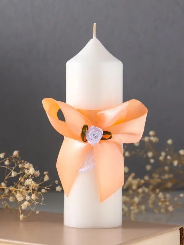 Свечи свадебные "Пышный" набор 3 шт (16 см + 2 шт по 18 см), абрикосовый