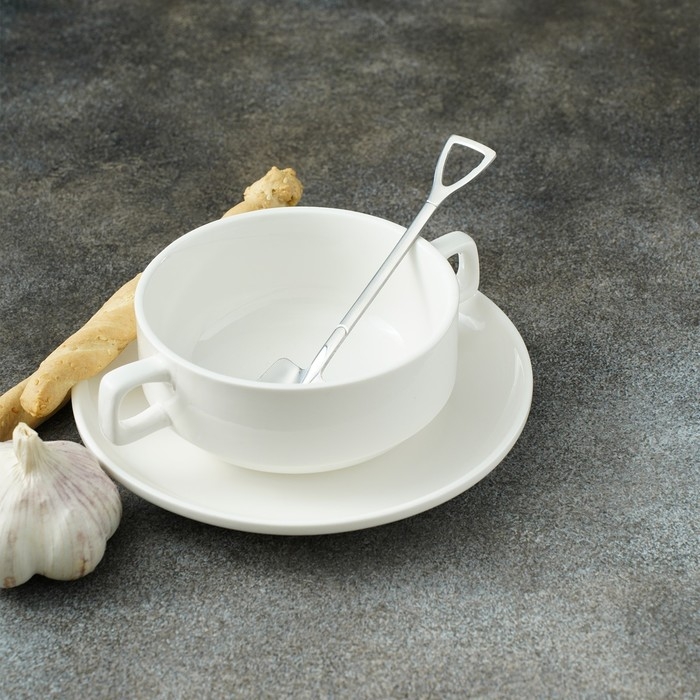 Ложка десертная из нержавеющей стали Magistro &laquo;Лопата&raquo;, длина 15,5 см, форма прямоугольная, цвет серебряный