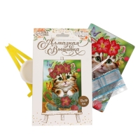 Алмазная мозаика с частичным заполнением на подставке &laquo;Котик&raquo;, 13 х 19 см, картон