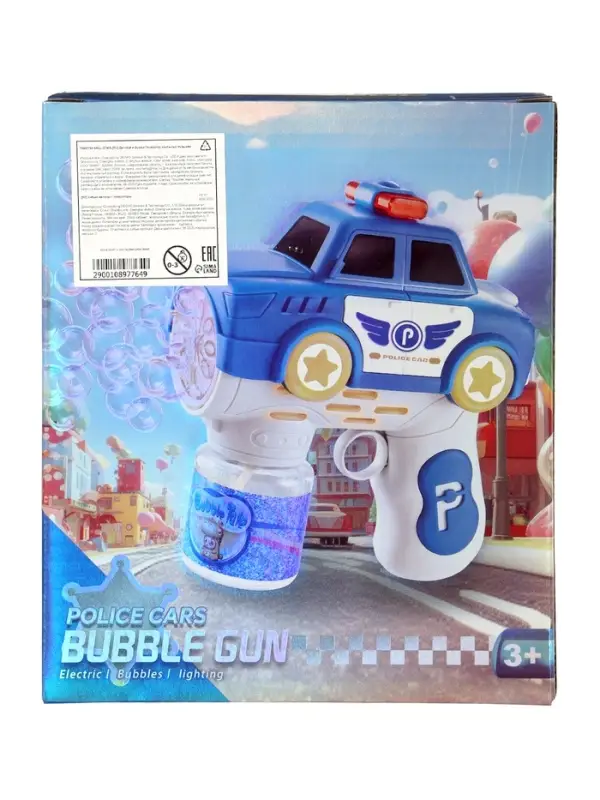 Генератор мыльных пузырей "Полицейская машина", световые эффекты, работает от батареек