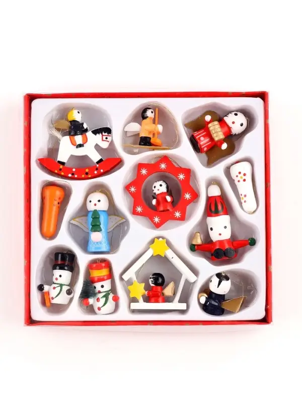 Набор подвесок в деревянной подарочной упаковке  18*17*2,8