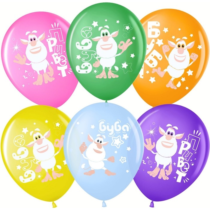 Шар латексный 12" &laquo;Буба&raquo;, пастель, 1-сторонний, набор 25 шт., МИКС
