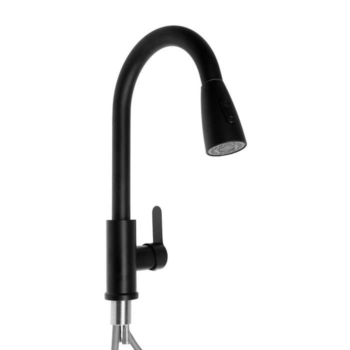 Смеситель для кухни ZEIN Z2941, выдвижная лейка 2 режима, картридж 35мм, нерж. сталь, черный