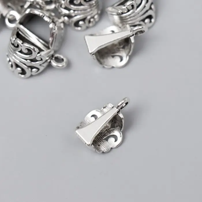 Бейл (держатель д/кулона) металл д/творчества "Пышный цвет" серебро G145B578 1,7х1,2 см