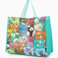 Сумка хоз Котики, 45*20*37, отдел без молнии, зеленый