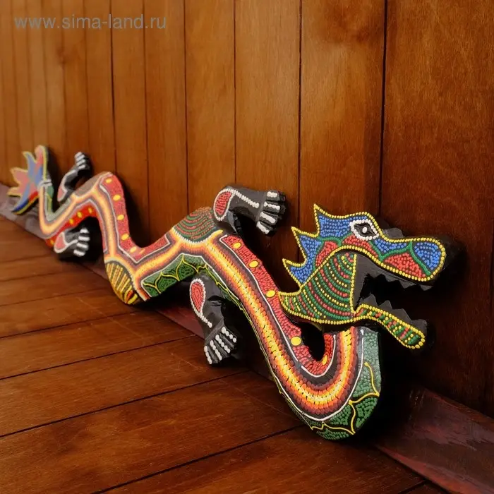 Панно настенное "Дракон цветной" дерево 100х16х2 см МИКС