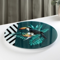 Подставка стеклянная для торта вращающаяся Доляна &laquo;Тропики&raquo;, d=32 см ㅤ