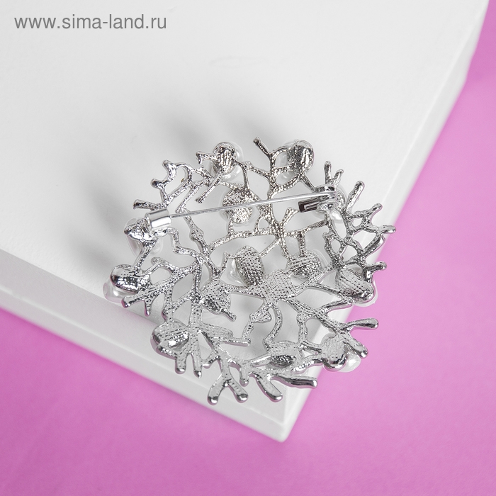 Брошь &laquo;Жемчужная россыпь&raquo;, цвет белый в серебре