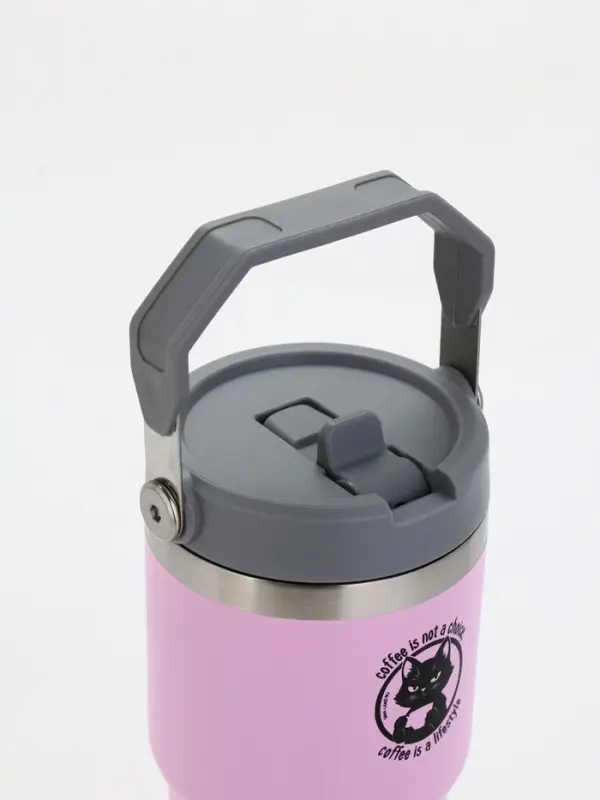 Термостакан с ручкой "Coffee", 600 мл, розовая