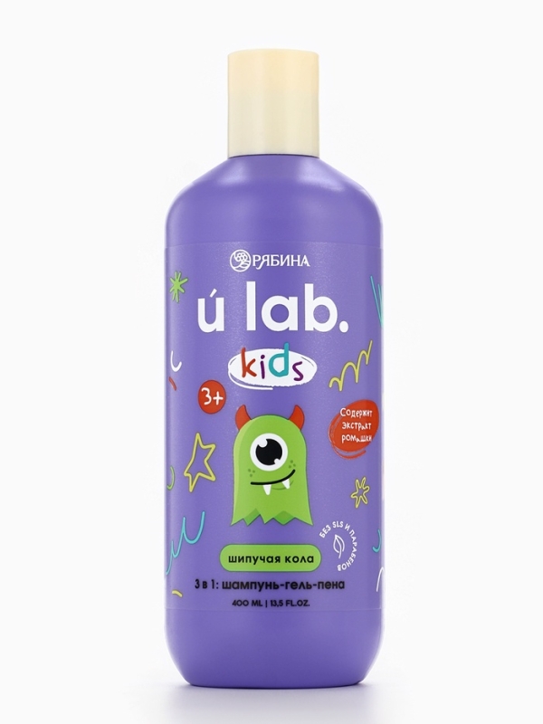Детский шампунь-гель-пена 3в1 &laquo;Монстрики&raquo;, 400 мл, аромат шипучая кола, ULAB