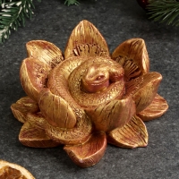 Новый год. Символ 2025. Фигура "Змея в лотосе" бордовый с позолотой, 4х10см