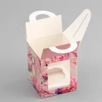 Коробка для 1 капкейка, &laquo;8 марта&raquo;, 9.2&times;9.2&times;11.1 см