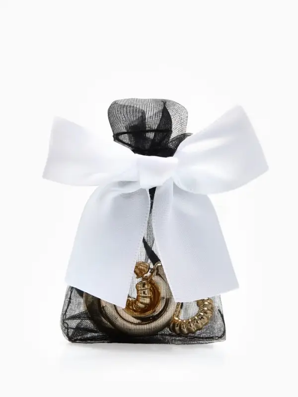 Мешочек подарочный &laquo;Бант органза&raquo;, 7&times;9 см, черно-белый