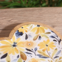 Блюдо в форме сердца &laquo;Желтые и синие цветы&raquo;, дерево манго, 20.5&times;20&times;2.3 см