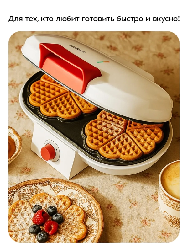 Вафельница электрическая для венских вафель КТ-4622 1200 Вт