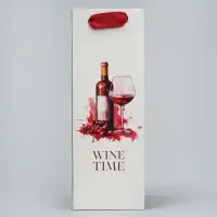 Пакет подарочный под бутылку, упаковка, &laquo;Время винишка&raquo;, 9 х 25 х 8.5 см