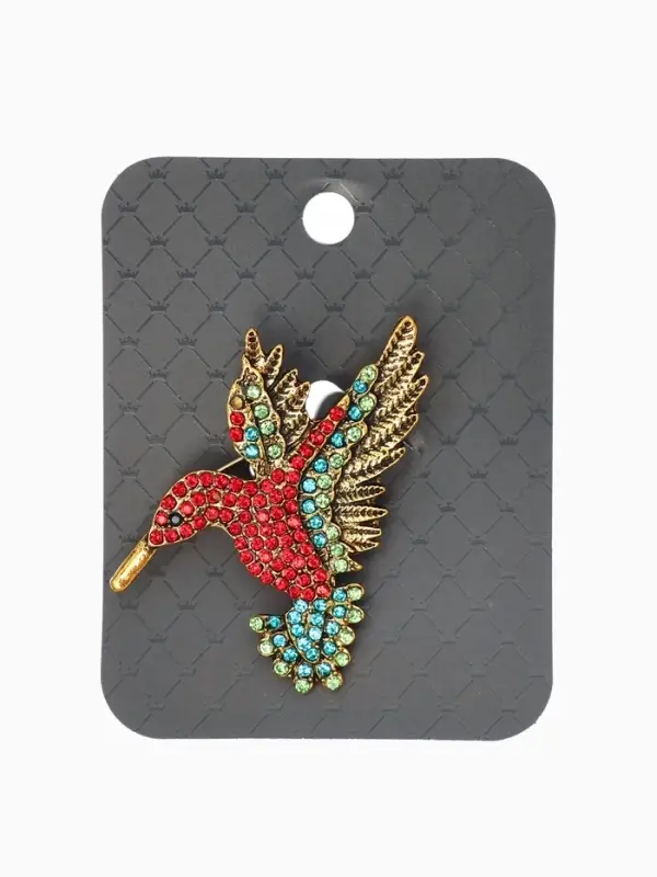 Брошь "Калибри", цветная в чернёном золоте