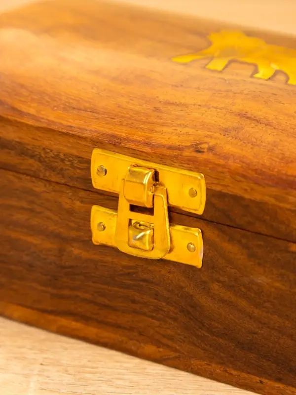 Шкатулка "Слон" 15,5х10х7 см, дерево шишам, латунь