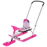 Снегокат TWINY 2 &laquo;Единорог&raquo;, TW2-M/EP, с родительской ручкой, со спинкой и ремнём безопасности, цвет розовый/серый