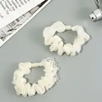 Резинка для волос "Каприс" (набор 2 шт) 7 см, молочный