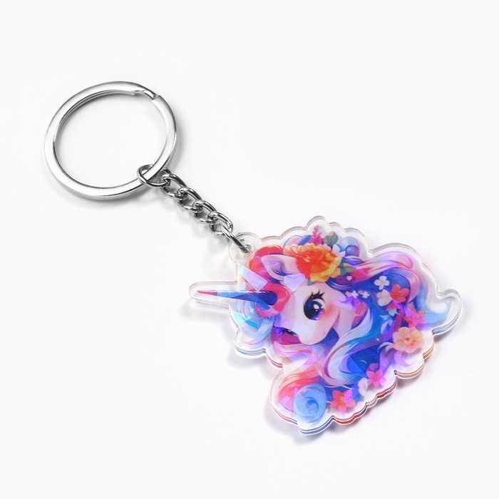 Брелок для ключей голографический &laquo;Единорог&raquo;, 5 х 4.5 см