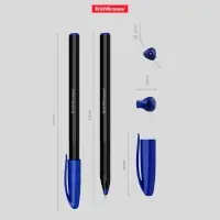 Ручка шариковая ErichKrause U-108 Black Edition Stick, узел 1.0 мм, чернила синие пониженной вязкости, длина линии письма 1000 метров, корпус черный