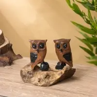 Сувенир интерьерный "Совушки" 15х9х14 см, дерево