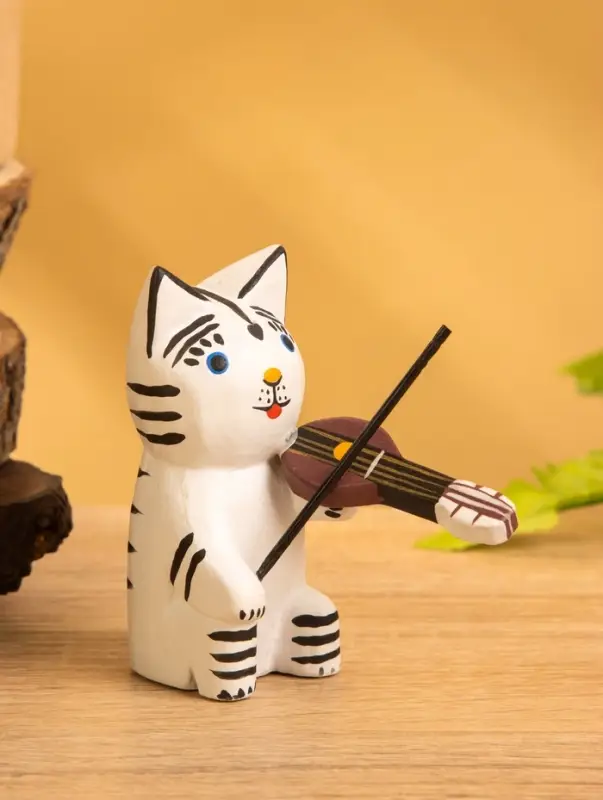 Сувенир &laquo;Кот скрипач&raquo;, 3.5&times;8&times;8 см, дерево, белый