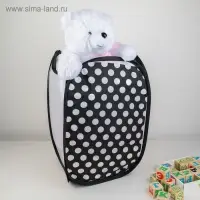 Корзина-сетка Доляна &laquo;Горошек&raquo;, складная, 32&times;32&times;52 см, цвет чёрный