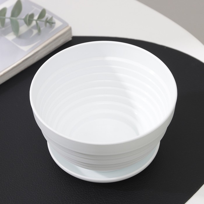 Горшок для цветов с поддоном &laquo;Алиса&raquo;, 0,5 л, цвет белый