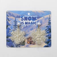 Серьги &laquo;Новогодние&raquo; пушистая снежинка, цвет белый в золоте