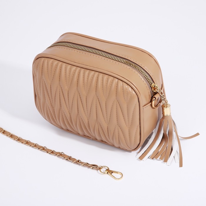 Сумка кросс-боди на молнии, цвет бежевый