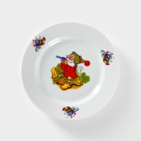 Тарелка фарфоровая &laquo;Лесовичок&raquo;, d=20 см, рисунок микс, цвет белый