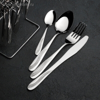 Набор столовых приборов из нержавеющей стали &laquo;Водопад&raquo;, 24 предмета, на подставке, цвет серебряный