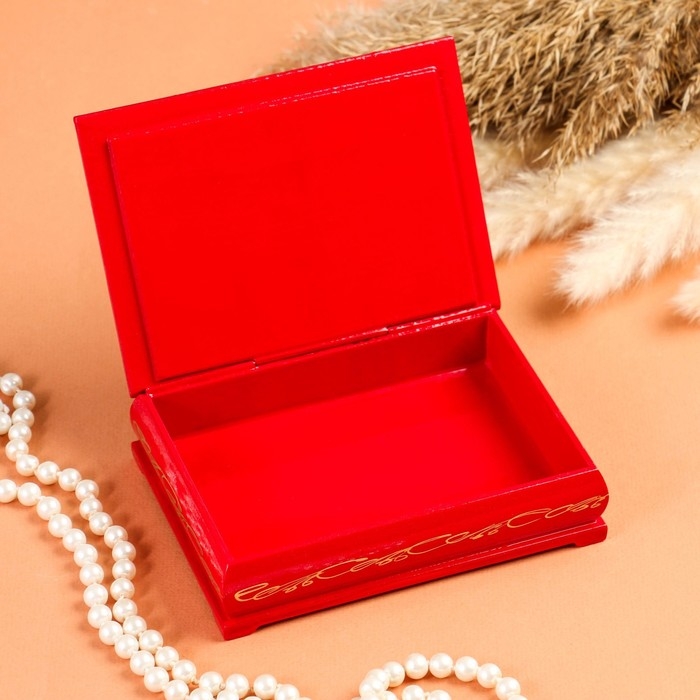 Шкатулка &laquo;Девочка с совой&raquo;, красная, 10&times;14 см, лаковая миниатюра