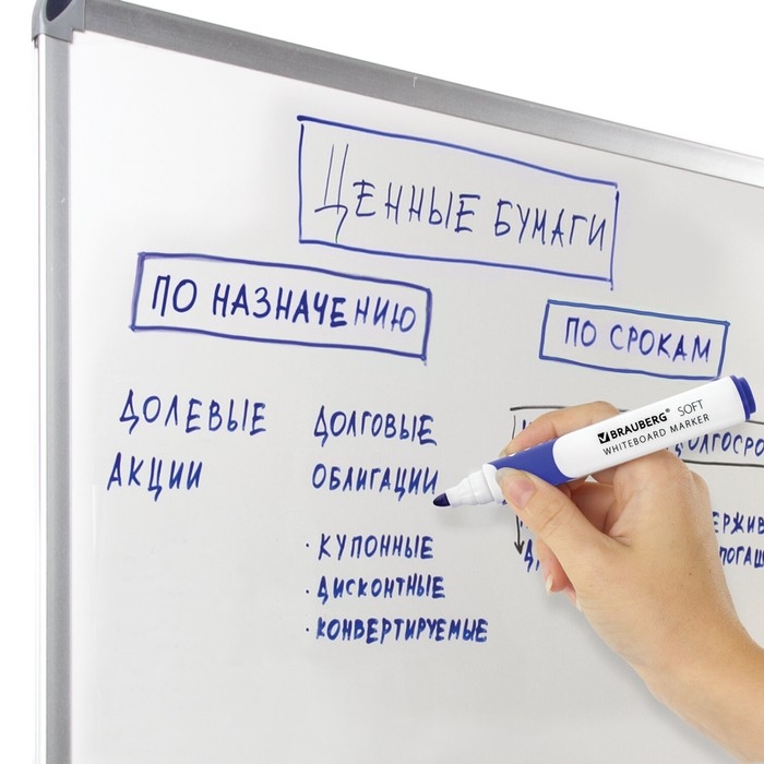 Маркер для доски 5,0 мм BRAUBERG "SOFT", синий, резиновая вставка 151249