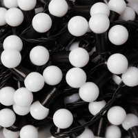 Гирлянда &laquo;Нить&raquo; 20 м с насадками &laquo;Шарики 1.5 см&raquo;, IP44, тёмная нить, 200 LED, свечение бело-синее, мигание, 220 В