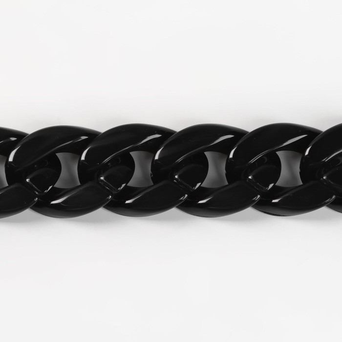 Цепочка для сумки, пластиковая, 17 &times; 23 мм, 120 см, цвет чёрный