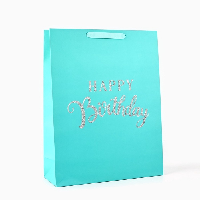 Пакет ламинированный вертикальный &laquo;С Днём рождения&raquo;, глиттер, L 40 х 31 х 11.5 см