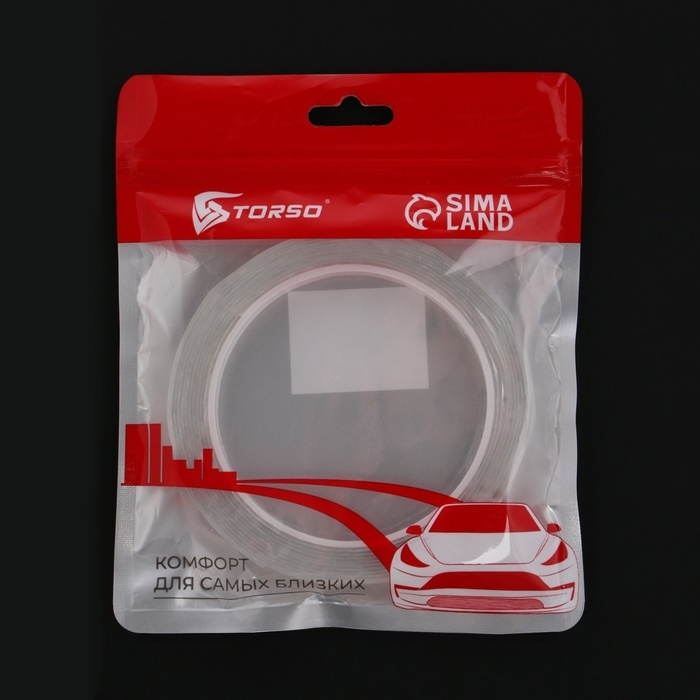 Клейкая нано лента TORSO, прозрачная, двусторонняя, акриловая 15 мм х 3 м