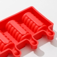 Форма для мороженого Доляна &laquo;Моника&raquo;, силикон, 19,5&times;11 см, 4 ячейки (6,7&times;3,2 см), цвет МИКС