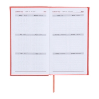 Еженедельник датированный 2025 года, 85х145 мм, 64 листа ESCALADA, твердая обложка из искусственной кожи, блинтовое тиснение, блок 70 г/м&sup2;, коралловый