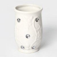 Набор аксессуаров для ванной комнаты Доляна &laquo;Изящный барельеф&raquo;, 4 предмета (дозатор 250 мл, мыльница, 2 стакана), цвет белый